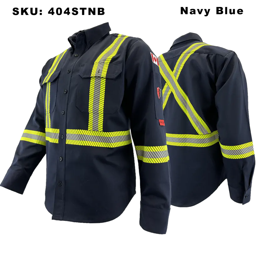 FR Button Down Navy Shirt Striped