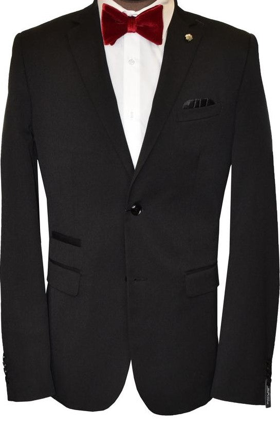 L.H Solid Classic Slim-Fit Suit (Black)