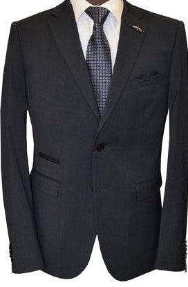 L.H Solid Classic Slim-Fit Suit (Charcoal)