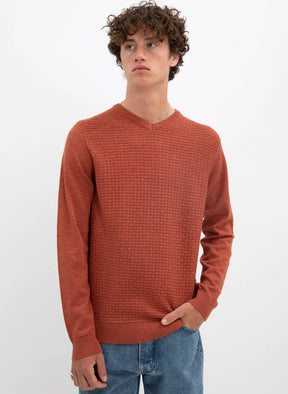 Brick Stitch V-Neck Sweater