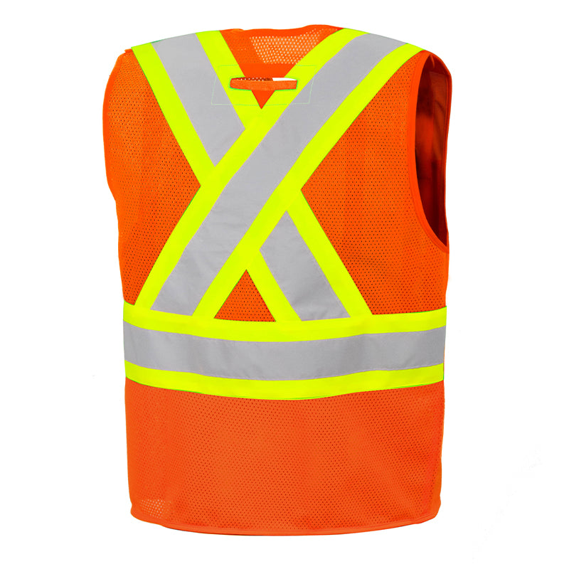 Solid Front/mesh Back Safety Zip Vest