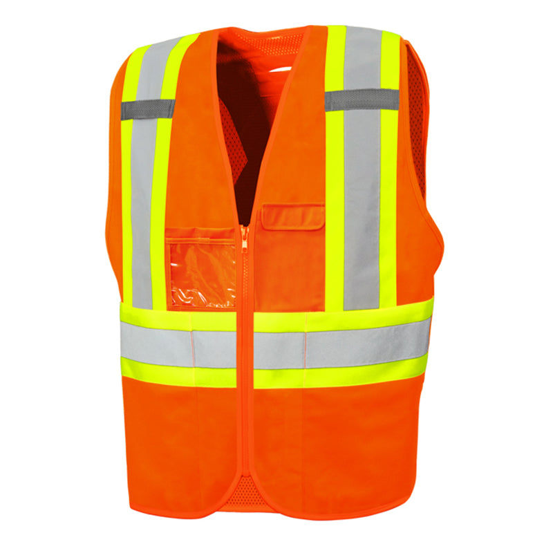 Solid Front/mesh Back Safety Zip Vest