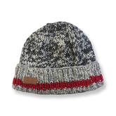 Grey With Red Stripe Beanie Roll Over